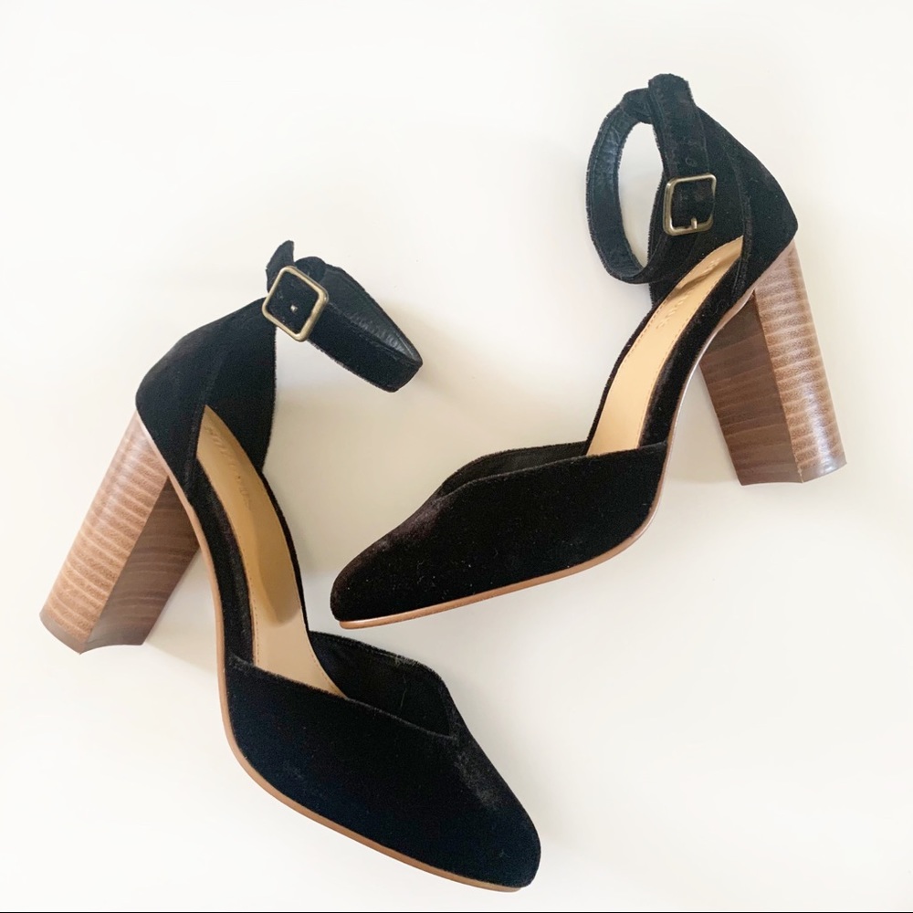 Soludos Collette Heel Black Velvet Size 7.5